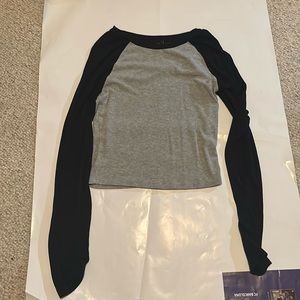 black and grey long sleeve top